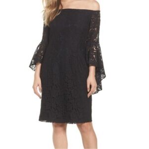 [Chelsea 28] Off the Shoulder Black Lace Dress